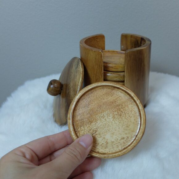 Handmade Wooden Coasters Set of 6pcs NEW - Picture 3 of 7